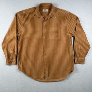Vtg The Territory Ahead Button Down Shirt Men's Large Orange Striped Corduroy